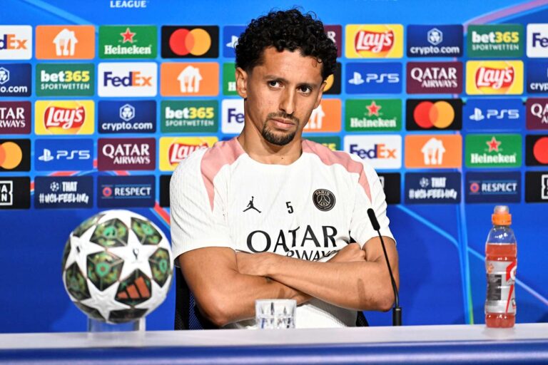Marquinhos en conférence de presse avant la finale de Ligue des Champions face à l'Inter Milan