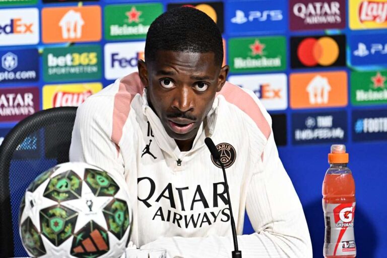 Ousmane Dembélé en conférence de presse avant la finale de Ligue des Champions face à l'Inter Milan