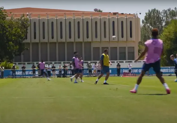 Les joueurs parisiens à l'entrainement sous le soleil américain