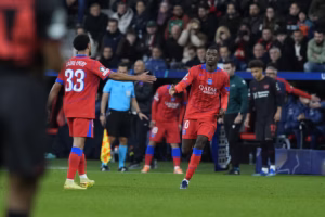 Ousmane Dembélé qui rentre et qui marque 3 minutes après son entrée