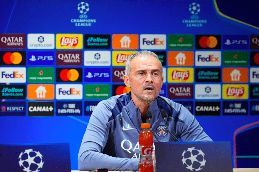 Luis Enrique présent en conférence de presse à la veille de la rencontre face au Bayern Munich au Parc des Princes