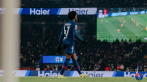 Quentin Ndjantou face au Havre le 22 novembre 2025 au Parc des Princes. LMDPSG / Mael Jegou.