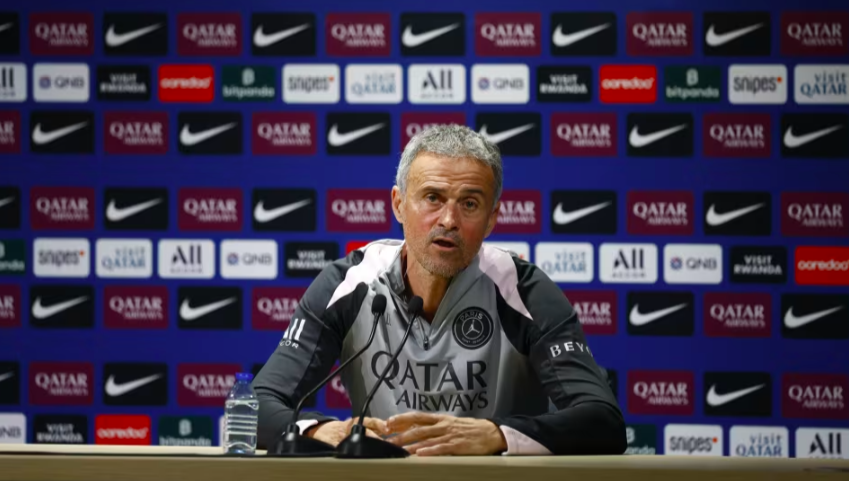 Luis Enrique en conférence de presse avant la réception du Paris FC par le PSG en Coupe de France