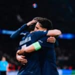 Kvicha Kvaratskhelia et Marquinhos (PSG) - Crédit : LMDPSG