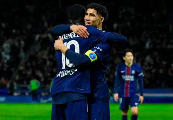 Ousmane Dembélé avec Achraf Hakimi - Crédit : psg.fr